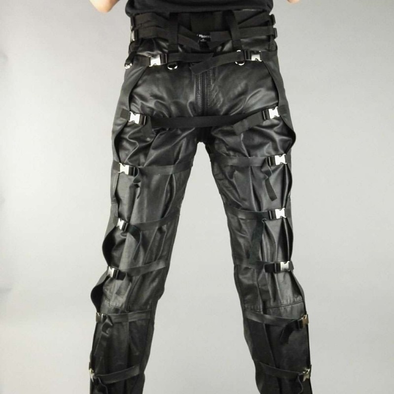 Leather Punk Bondage Trouser Fashion Pant 